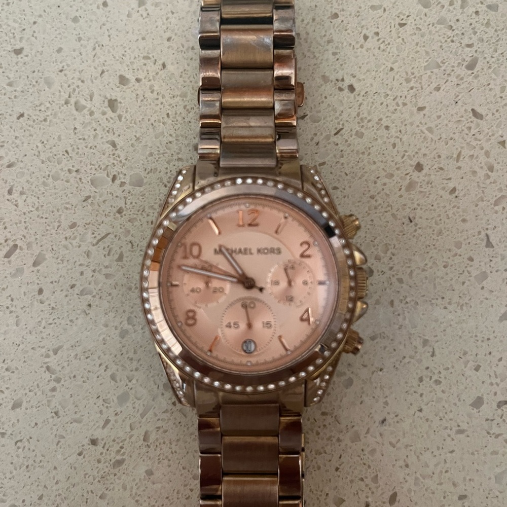 Michael Kors Rose Gold Rhinestone Watch - Picture 2 of 6